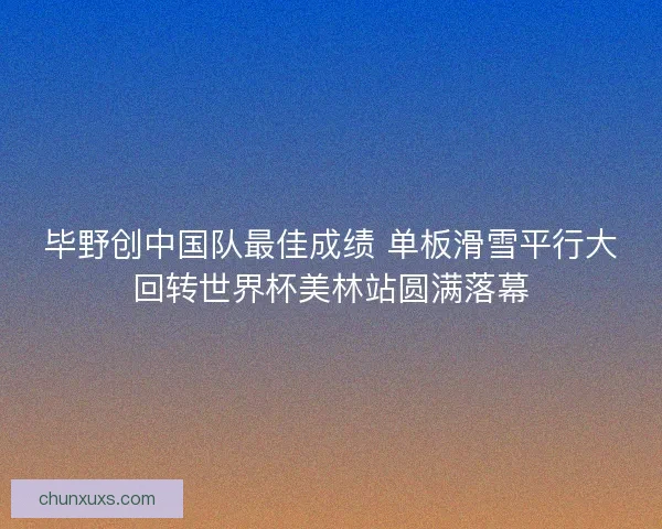 毕野创中国队最佳成绩 单板滑雪平行大回转世界杯美林站圆满落幕