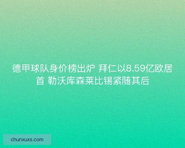 德甲球队身价榜出炉 拜仁以8.59亿欧居首 勒沃库森莱比锡紧随其后